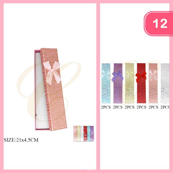 Heart Print Long Jewelry Gift Box (12 Units)