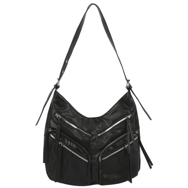 Curved Zipper Shoulder Bag