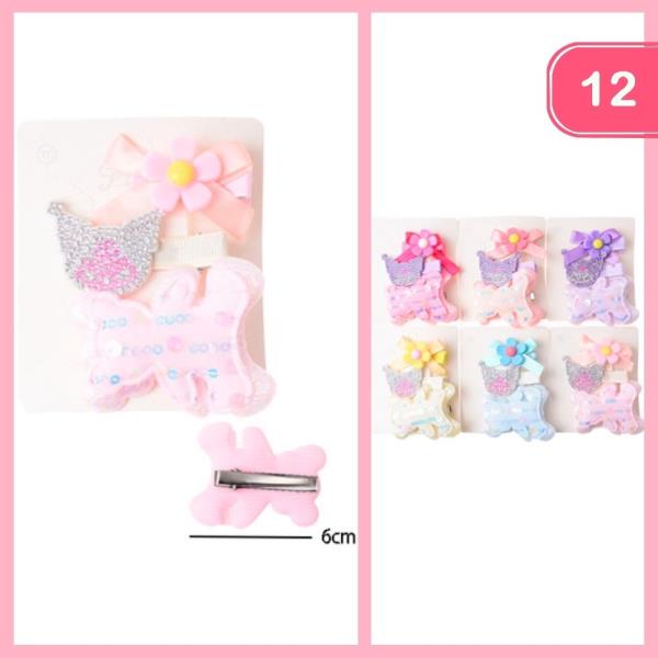 Rhinestone Teddy Bear Hair Pins (12 Units)