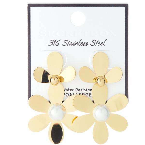 SECRET BOX Stainless Steel Big Floral Earring