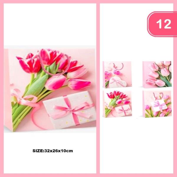 Heart Tulips Gift Bag (12 Units)