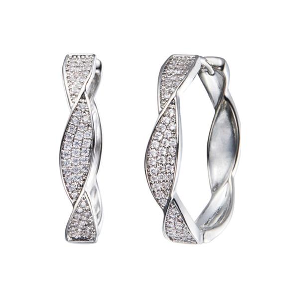 CUBIC ZIRCONIA WRAPPED HOOP EARRING