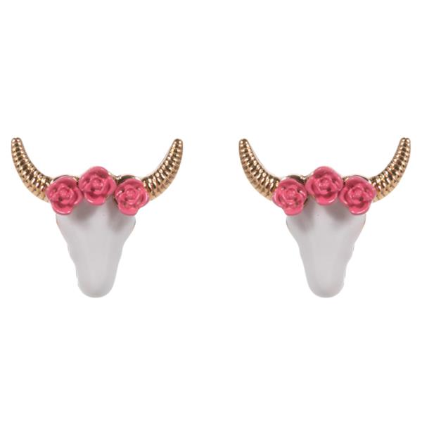 Longhorn Color Coated Flowers Post Earring