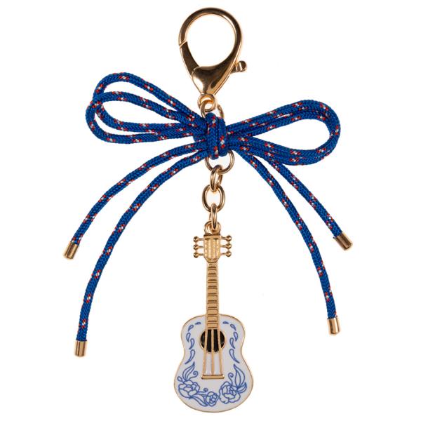 GUITAR ENAMEL W/ PATTERN & RIBBON BAG CHARM KEYCHAIN