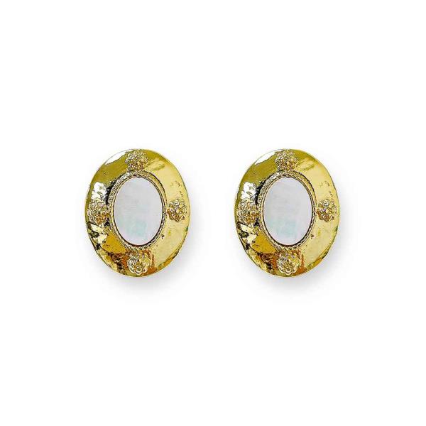 Metal MOP Oval Earring