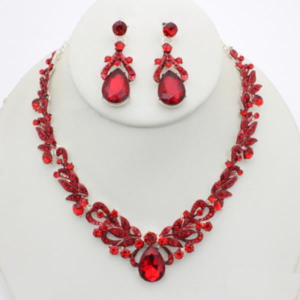 Rhinestone Drop Necklace Earring Set