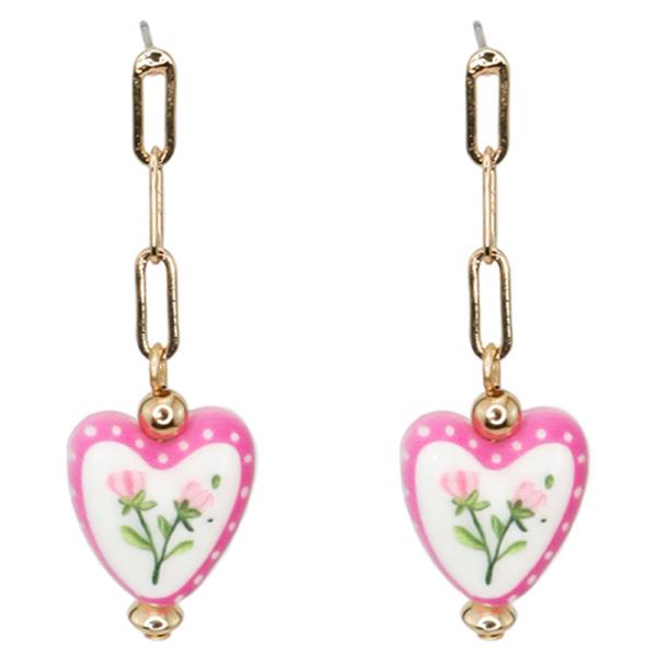 Heart Flower Ceramic Earring