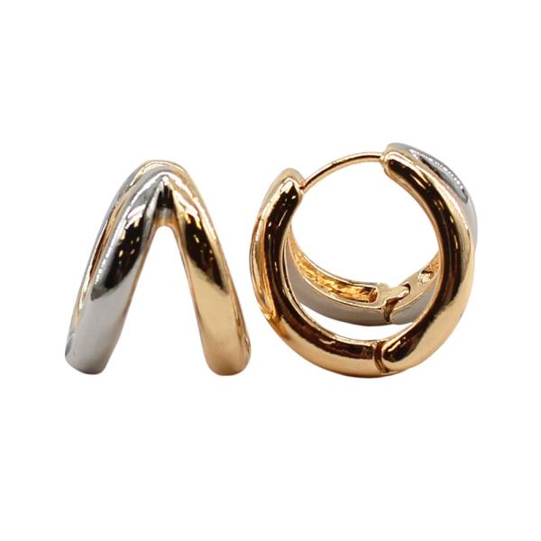 TWO TONE DOUBLE HOOP EARRING