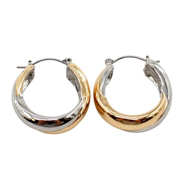 TWO TONE HOOP EARRING