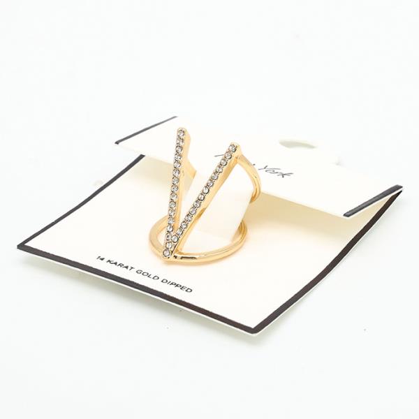 SECRET BOX 14K Gold Dipped V Shape Metal Earring