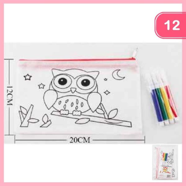 Owl DIY Coloring Bag Craft for Kids (12 Units)