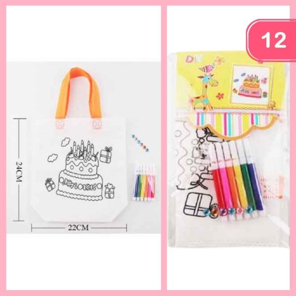 Birthday DIY Coloring Bag Craft Kids (12 Units)