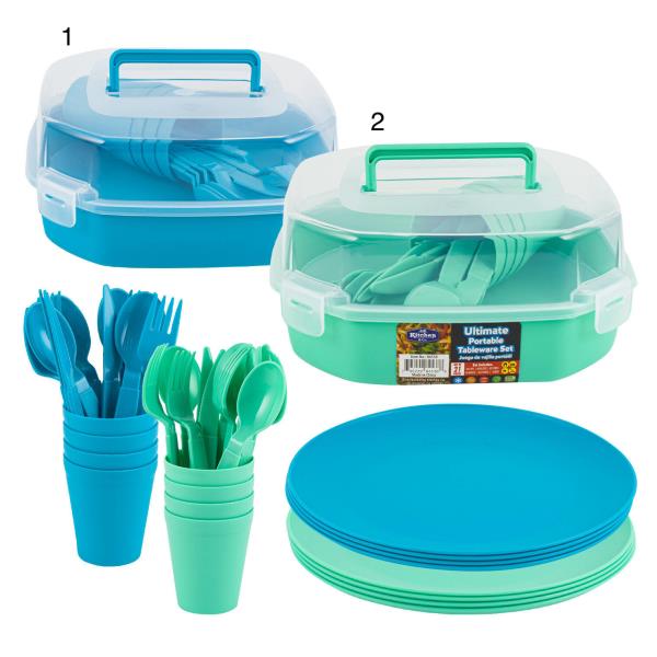 Portable Tableware Set With Case 21 Pieces