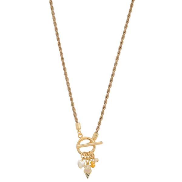 SODAJO Ice Cream Charm Multi Gold Dipped Necklace