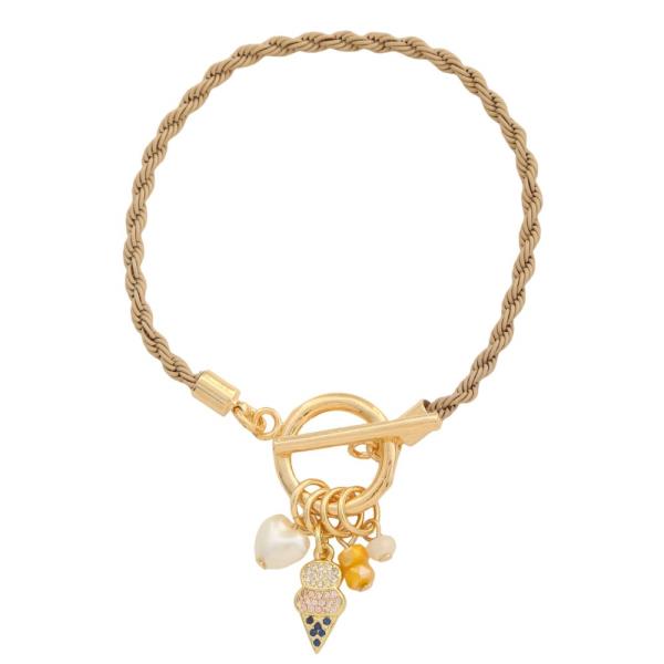 SODAJO Ice Cream Charm Toggle Gold Dipped Bracelet