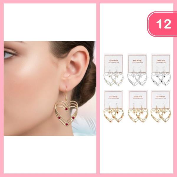 Layered Heart Dangle Earring (12 Units)