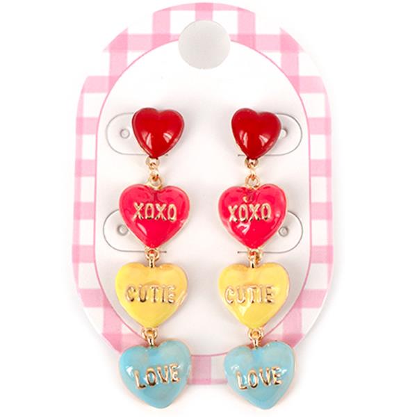 Valentines Day Heart Message Dangle Earrings