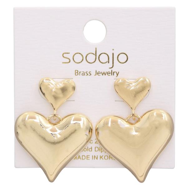 SODAJO Double Heart Link Gold Dipped Earring