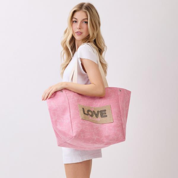 2 IN 1 SHOULDER  BUCKET STYLE HOLIDAY PATCH VINTAGE CANVAS TOTE
