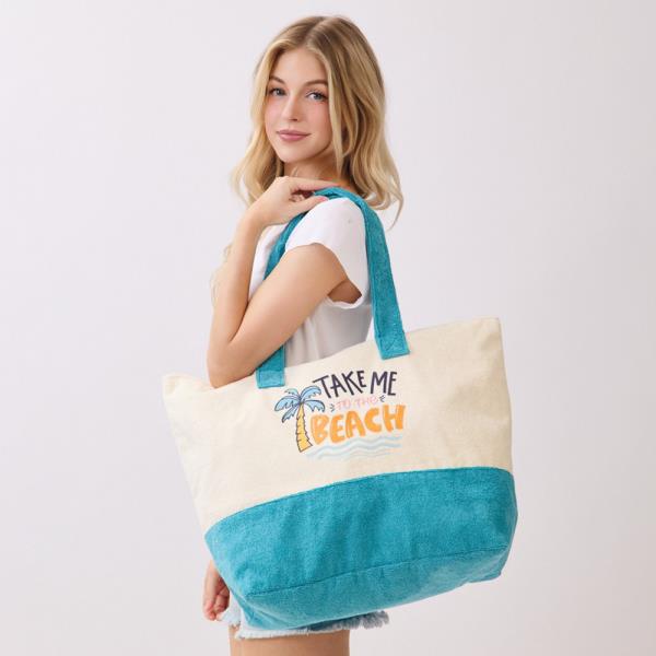 TAKE ME TO THE BEACH TERRY TOTE