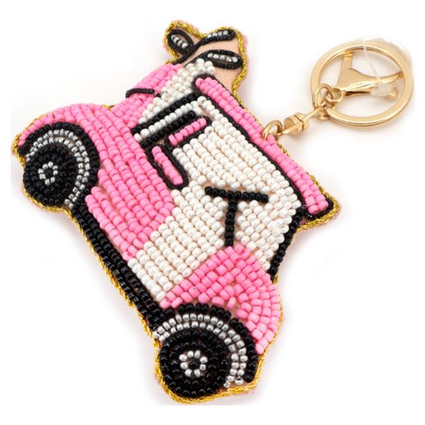 SEED BEAD CAR CHARACTER BAG CHARM KEYCHAIN