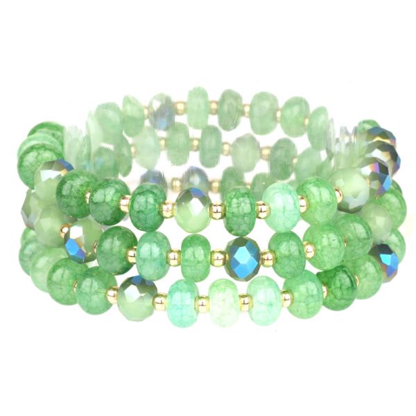 Marble Glass Bead Multi Stackable Elastic Bracelet