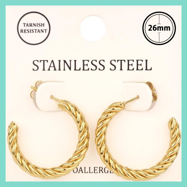METAL STAINLESS STEEL TWISTED HOOP EARRING