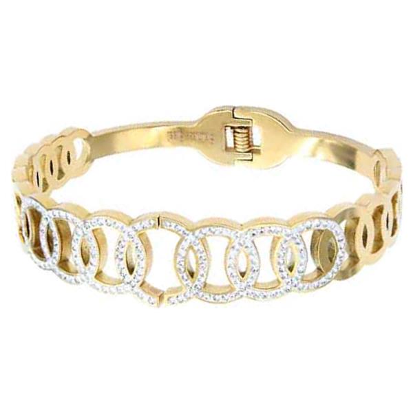 Rhinestone Gold Plated Stainless Steel Bracelet