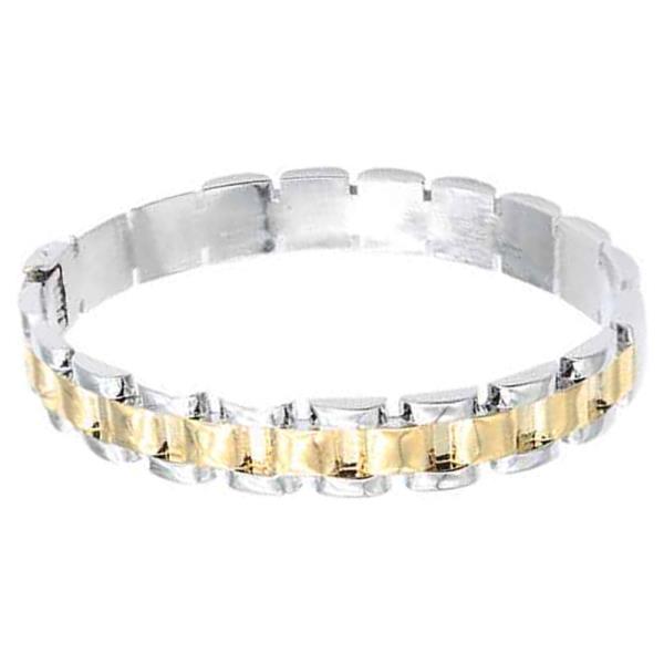 14K Gold Plated 2 Tones Hinged Bangles Bracelet