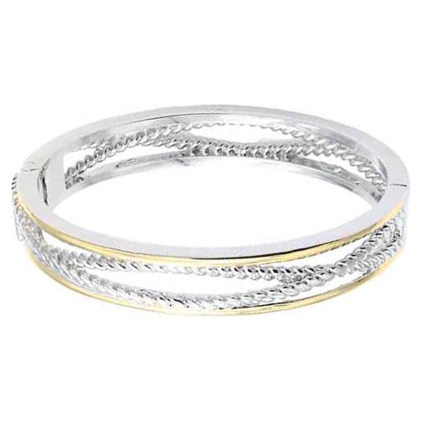 14K Gold Plated 2 Tones Hinged Bangles Bracelet