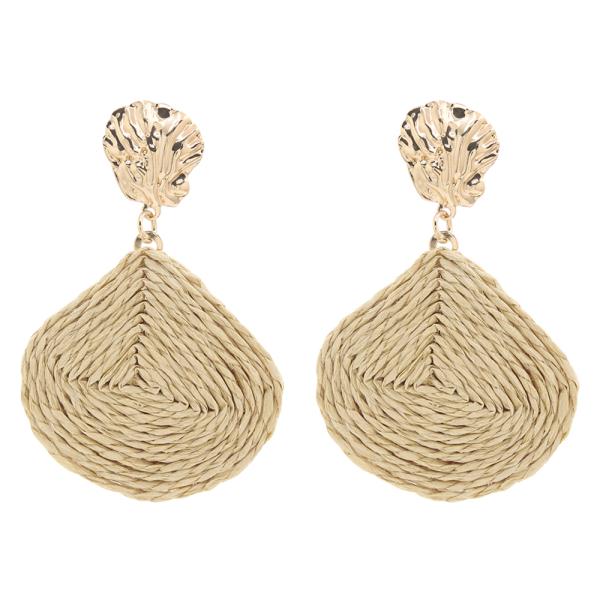 Raffia Metal Accent Dangle Earring
