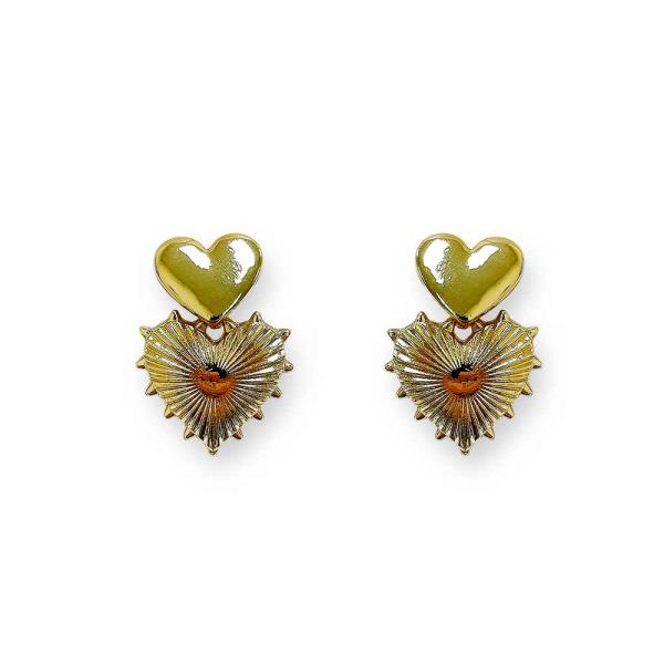 Metal Heart Motif Dangle Earring