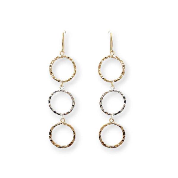 Two Tone Metal Round Drop Earring