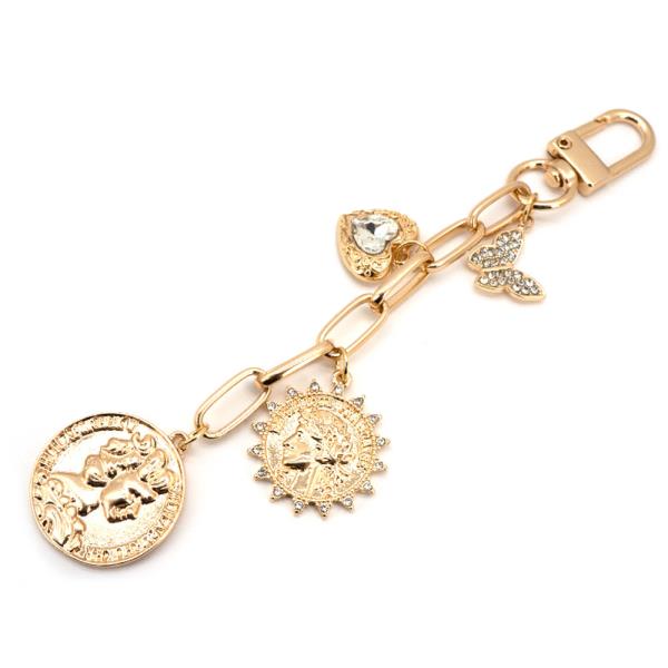 METAL HEART COINSTAR BAG CHARM KEYCHAIN