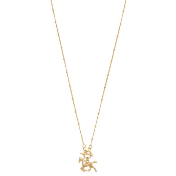 SODAJO Horse Charm Metal Gold Dipped Necklace