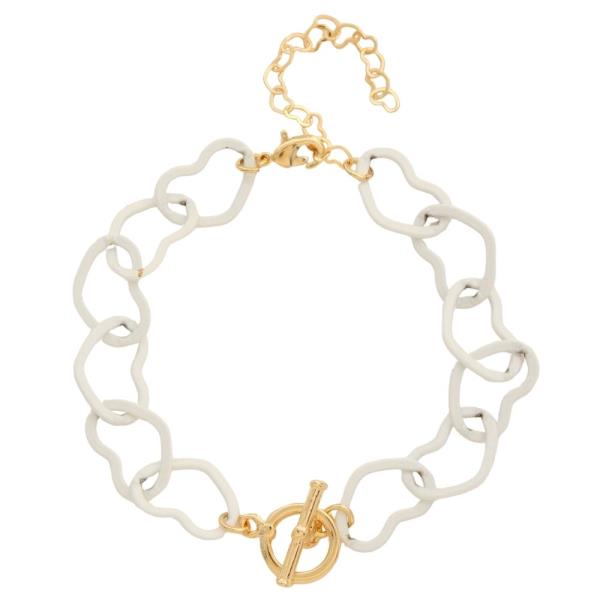 SODAJO Heart Link Toggle Clasp Gold Dipped Bracelet