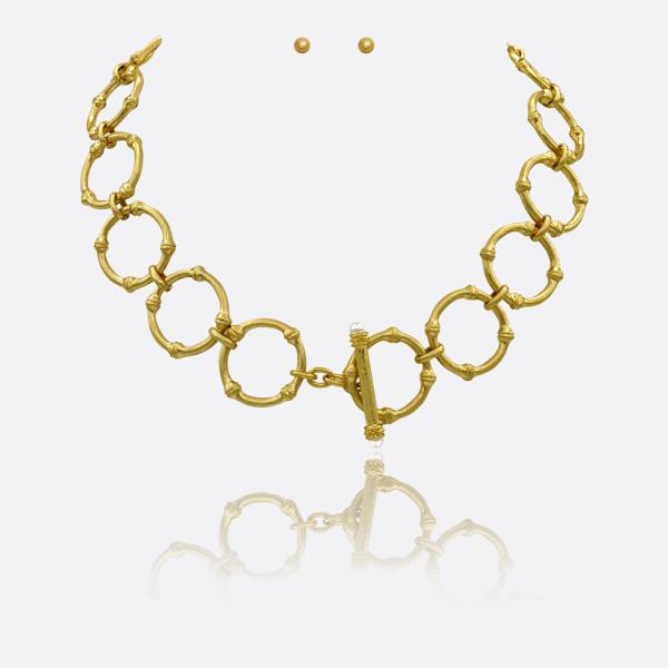 Circle Link Toggle Water Resistant Necklace Set