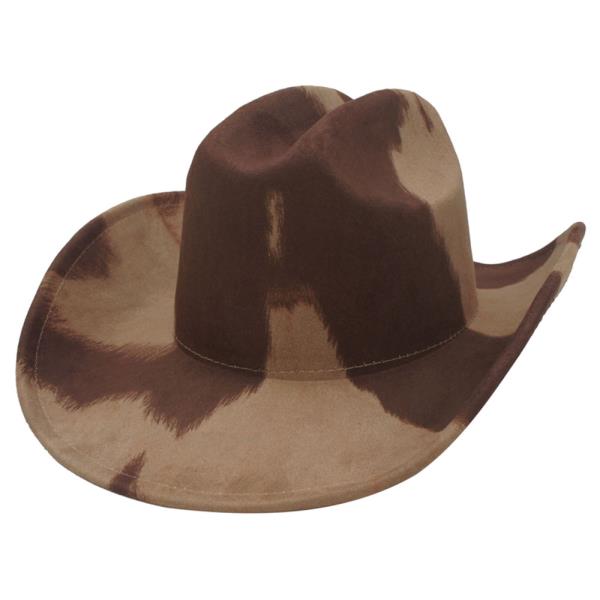 Large Cow Print Microsuede Cowboy Hat