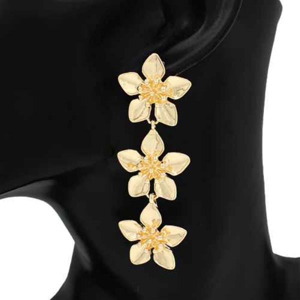 Textured Metal Floral Climber Earring
