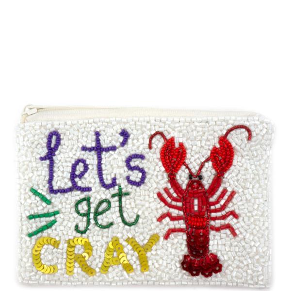 Lets Get Cray Lobster Seed Bead Coin Purse Bag