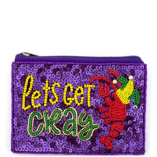 Lets Get Cray Lobster Seed Bead Coin Purse Bag