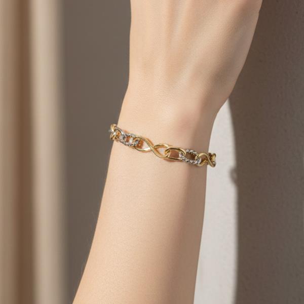 Rhinestone Gold Dipped Oval Link Chain Bracelet