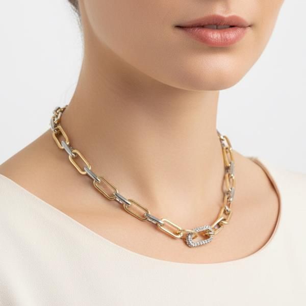 Two Tone Gold Dipped Oval Link Chain Necklace