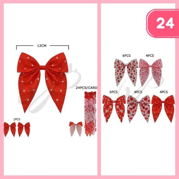 Long Tail Valentines Day Hair Bow (24 Units)