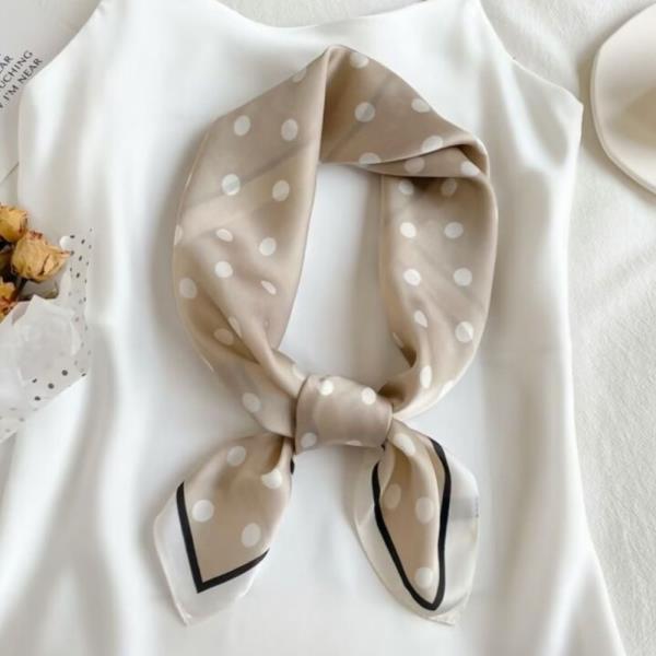 POLKA DOT FRAME MIX PATTERN SILKY BANDANA NECK SCARF