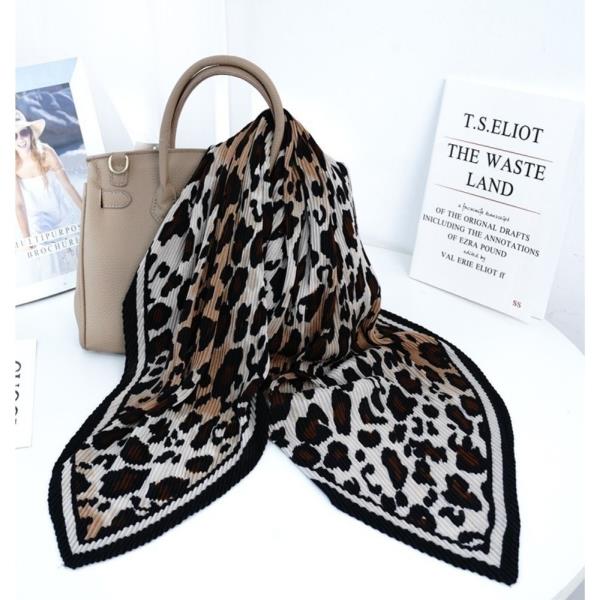 Leopard Monogram Accordion Pleated Scarf