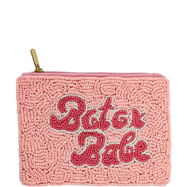 DOTS BABE TEXT SEED BEAD COIN PURSE BAG