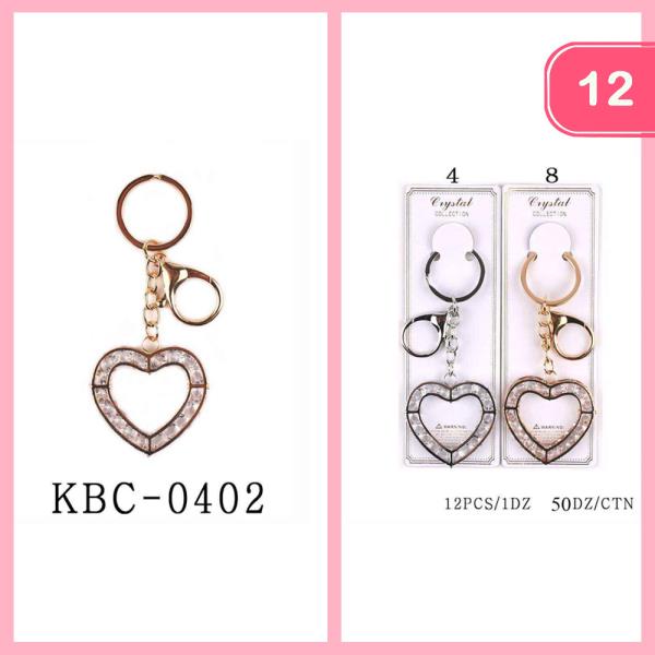 Rhinestone Heart Keychain (12 Units)