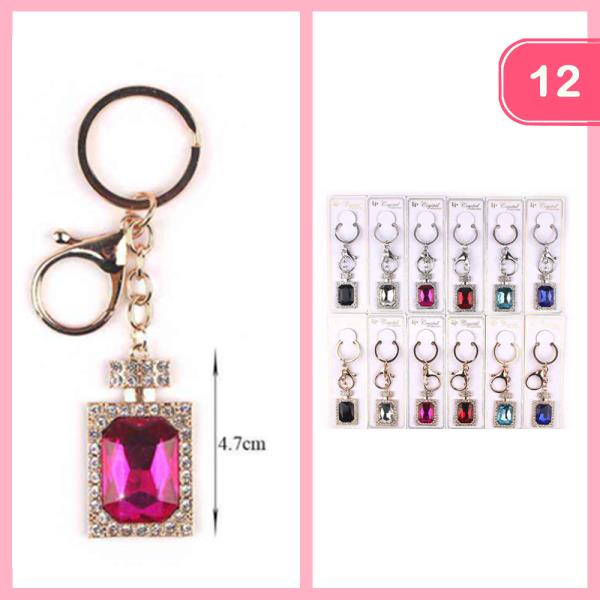 Rhinestone Perfume Bottle Keychain (12 Units)