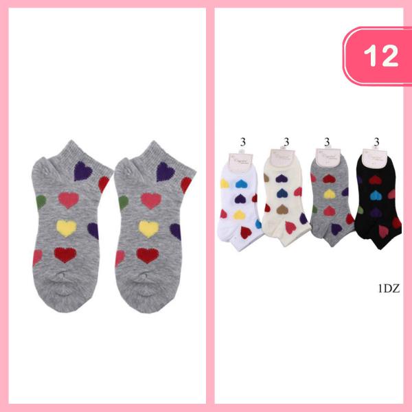 Heart Ankle Socks (12 Units)